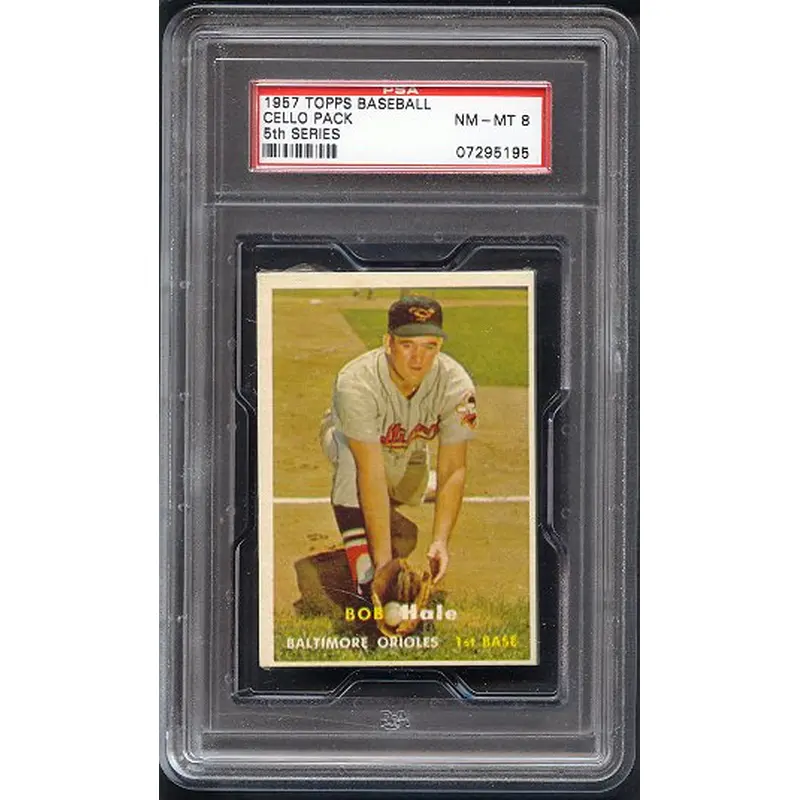 1957 Topps Baseball Unopened 5th Series Cello Pack PSA 8