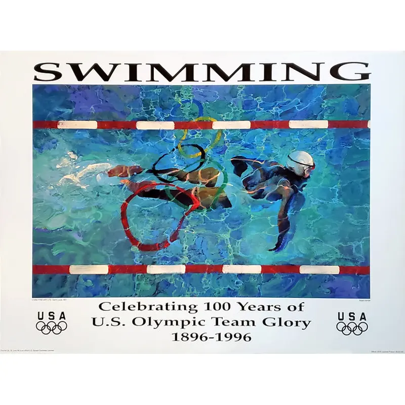 Olympic Swimming Poster by Robert Heindel (USOC 100 Years) - Fine Art Ltd.