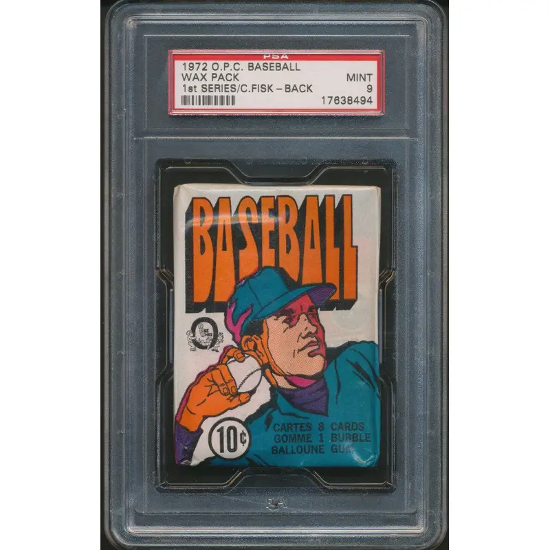 1972 OPC O-Pee-Chee Baseball Unopened 1st Series Wax Pack PSA 9 Fisk Back