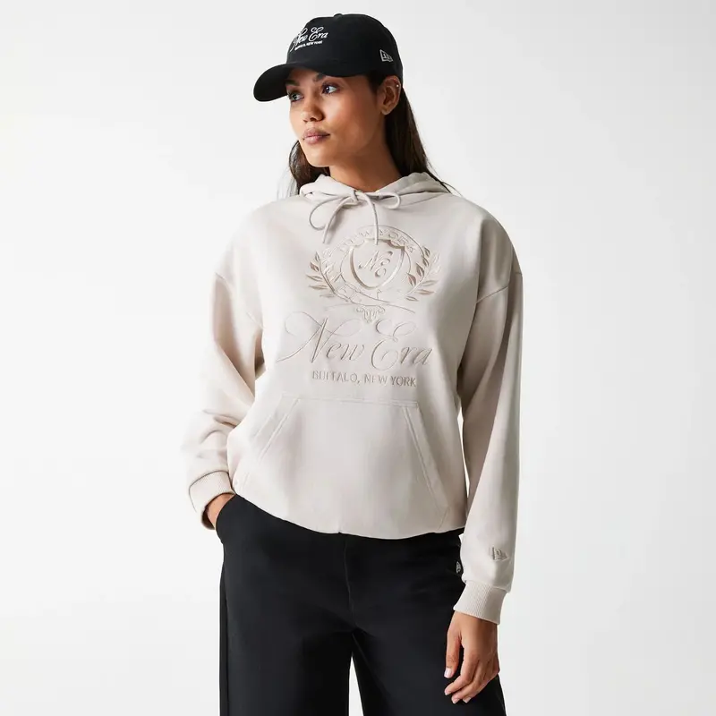 Womens New Era Crest Light Beige Pullover Hoodie