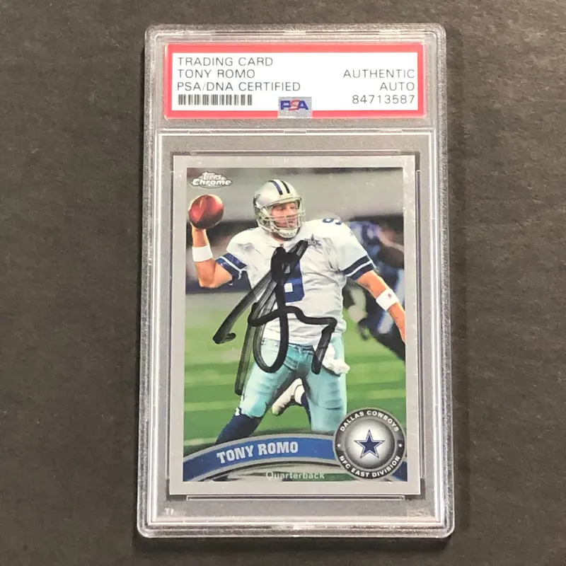 2011 Topps Chrome #160 Tony Romo Signed Card PSA Slabbed Cowboys