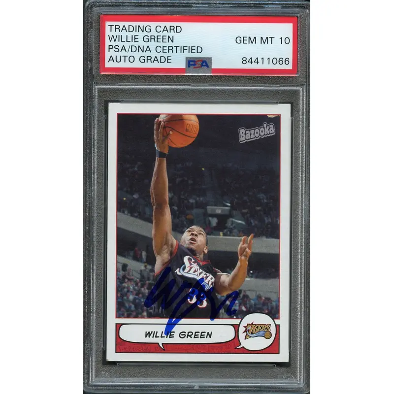 2004-05 Topps Bazooka #16 Willie Green Signed Card AUTO 10 PSA Slabbed 76ers