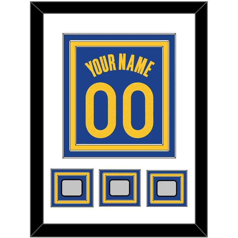 Golden State Name & Number With 3 Champions Patches - Blue Icon - Triple Mat 1