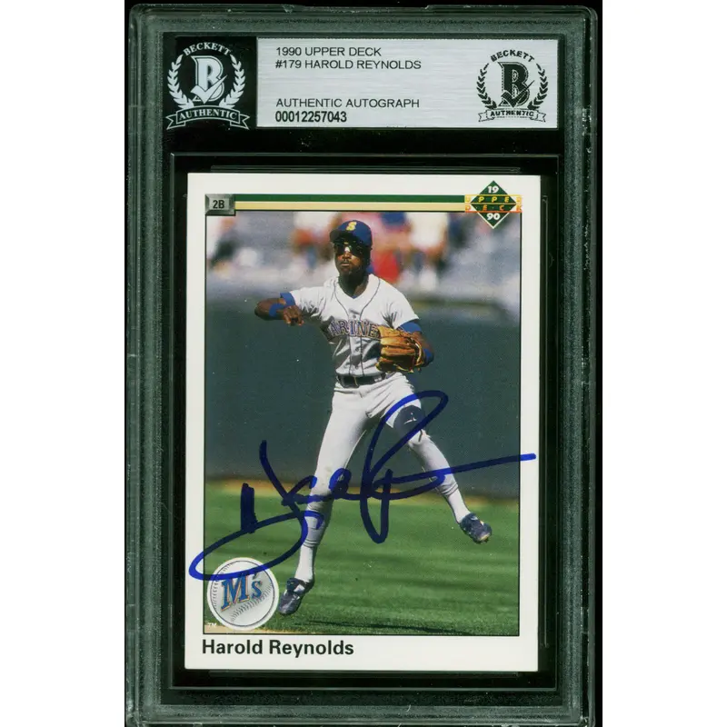 Mariners Harold Reynolds Authentic Signed 1990 Upper Deck #179 Card BAS Slabbed