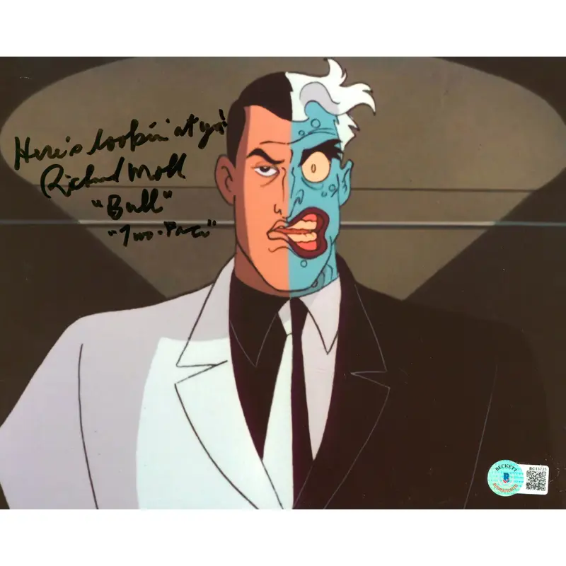 Richard Moll Batman The Animated Series "3x Insc" Signed 8x10 Photo BAS #BC13725