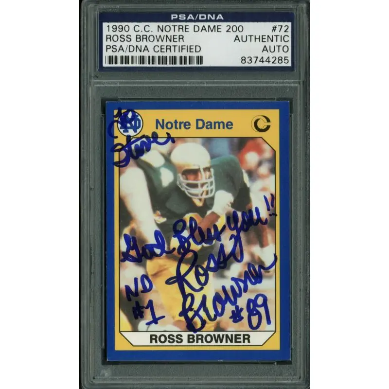 Ross Browner Authentic Signed Card 1990 C.C. Notre Dame 200 #72 PSA/DNA Slabbed