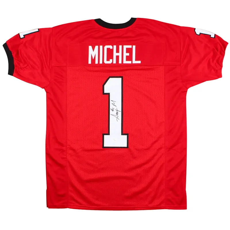 Sony Michel Autographed Georgia Bulldogs (Red #1) Custom Jersey - Beckett