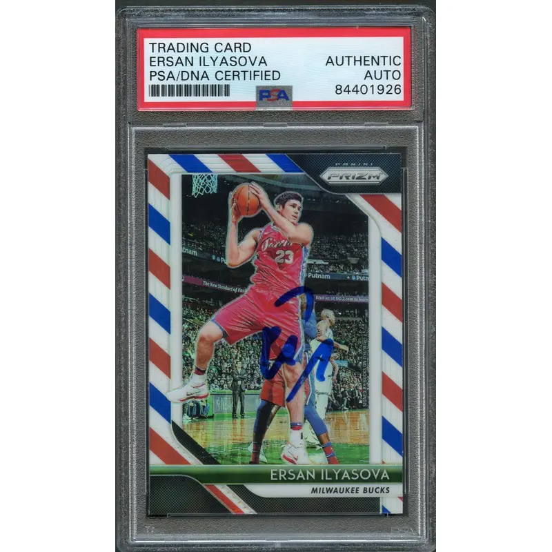 2018-19 Panini Prizm #7 Ersan Ilyasova Signed Card AUTO PSA Slabbed