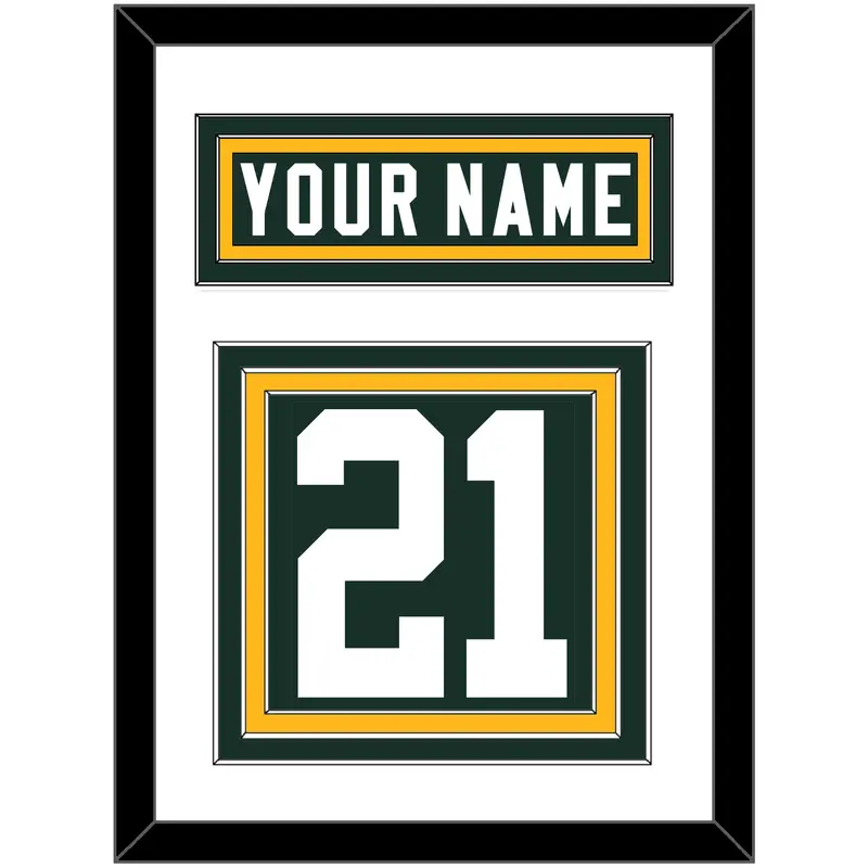 Green Bay Nameplate & Number (Back) - Home Green - Triple Mat 1