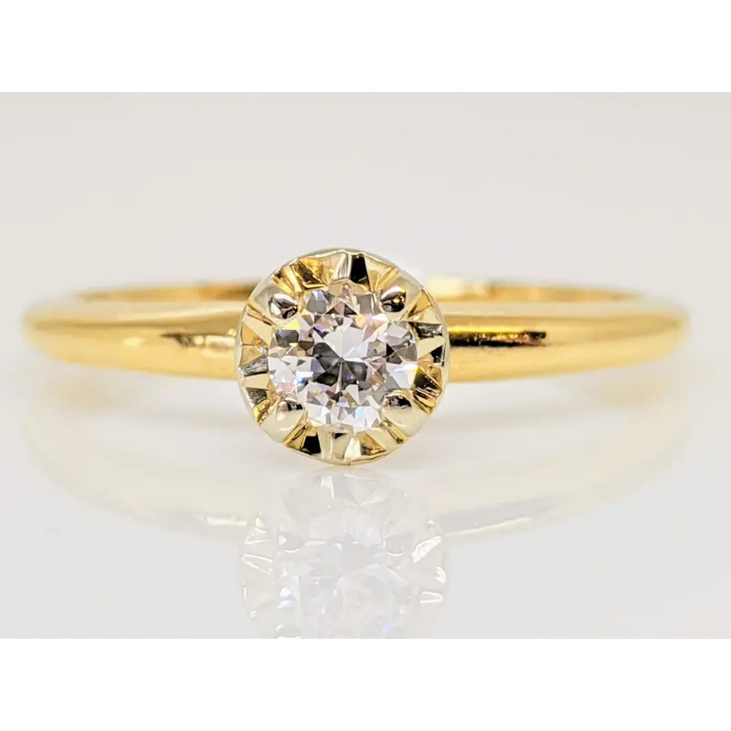 14K .18 CARAT TOTAL SI I DIAMOND ROUND ILLUSION HEAD SOLITAIRE ESTATE RING 1.8 GRAMS