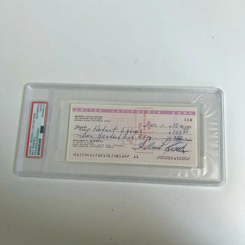 Bill Russell Signed Autographed Bank Check PSA DNA Boston Celtics HOF Legend