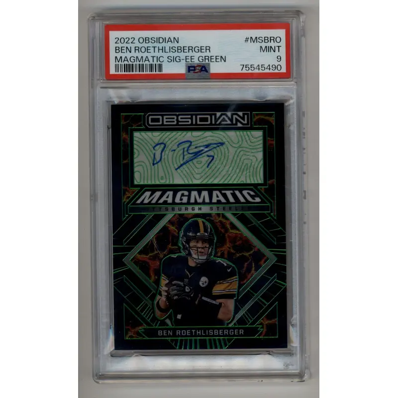 Ben Roethlisberger 2022 Obsidian Magmatic Green Auto 15/15 PSA 9 Mint