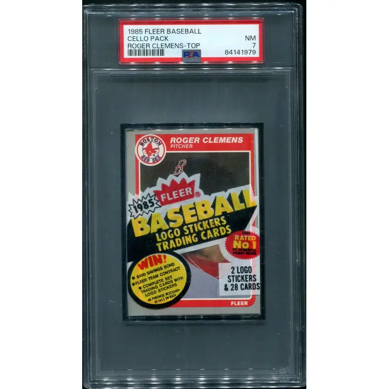 1985 Fleer Baseball Unopened Cello Pack PSA 7 Clemens Top *1979