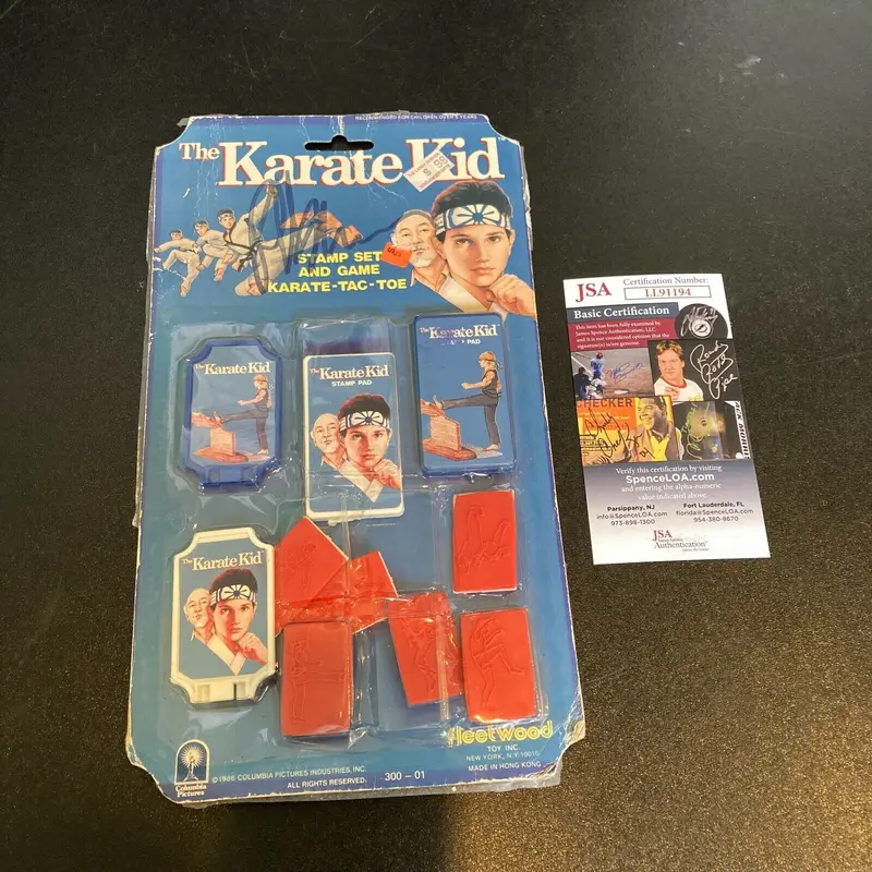 Ralph Macchio Signed Vintage 1986 Karate Kid Stamp Toy Set JSA COA