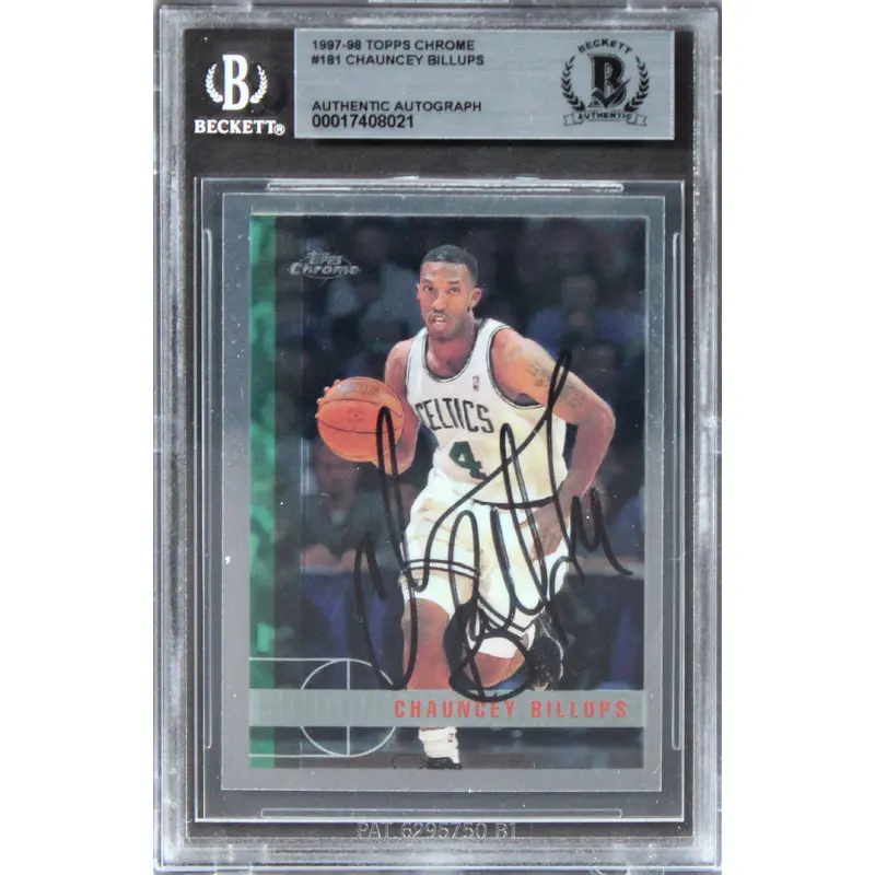 Celtics Chauncey Billups Authentic Signed 1997 Topps Chrome #181 Card BAS Slab