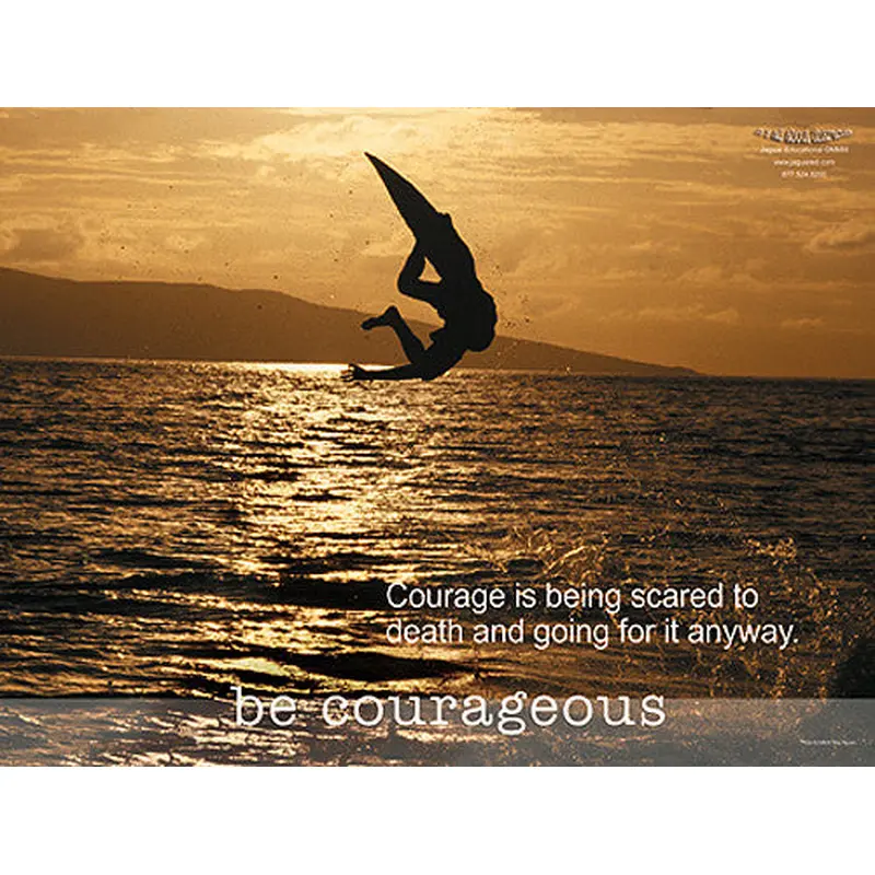 Wakeboarding "Courageous" Motivational Inspirational Poster - Jaguar Inc.