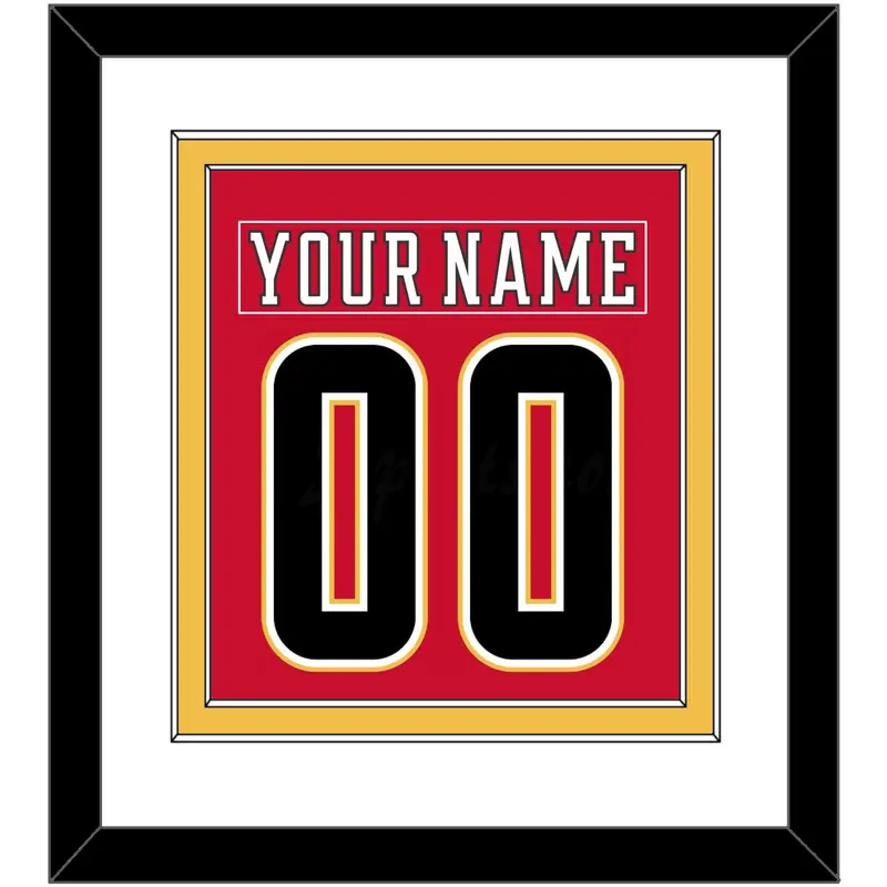 Calgary Nameplate & Number (Back) Combined - Home Red (2017-2020) - Double Mat 1