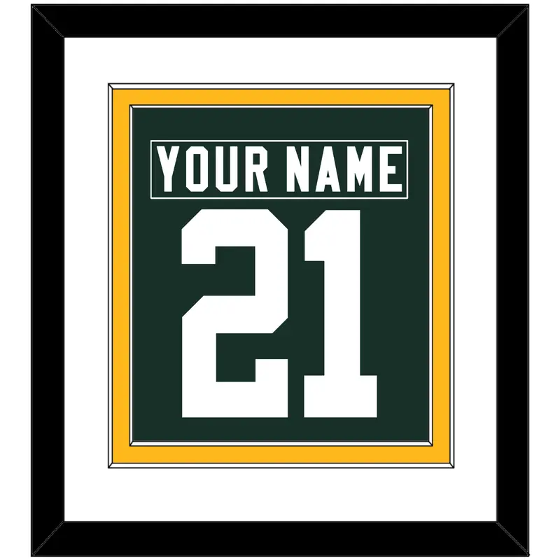 Green Bay Nameplate & Number (Back) Combined - Home Green - Double Mat 1
