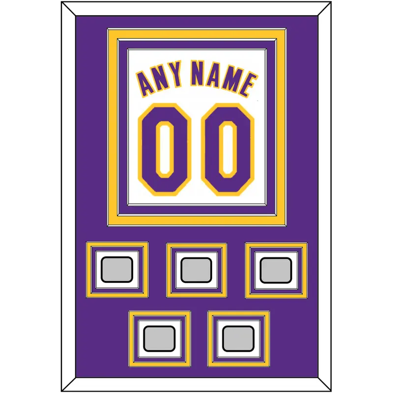 Los Angeles Name & Number With 5 Finals Patches - Alternate White (2002-2018) - Triple Mat 2