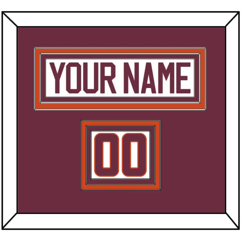 Virginia Tech Hockey Nameplate & Number (Shoulder) - Home White - Triple Mat 2