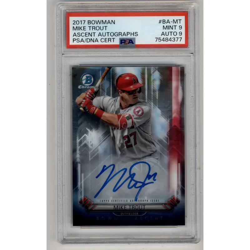 Mike Trout 2017 Bowman Ascent Auto 38/99 PSA 9 Mint Auto 9