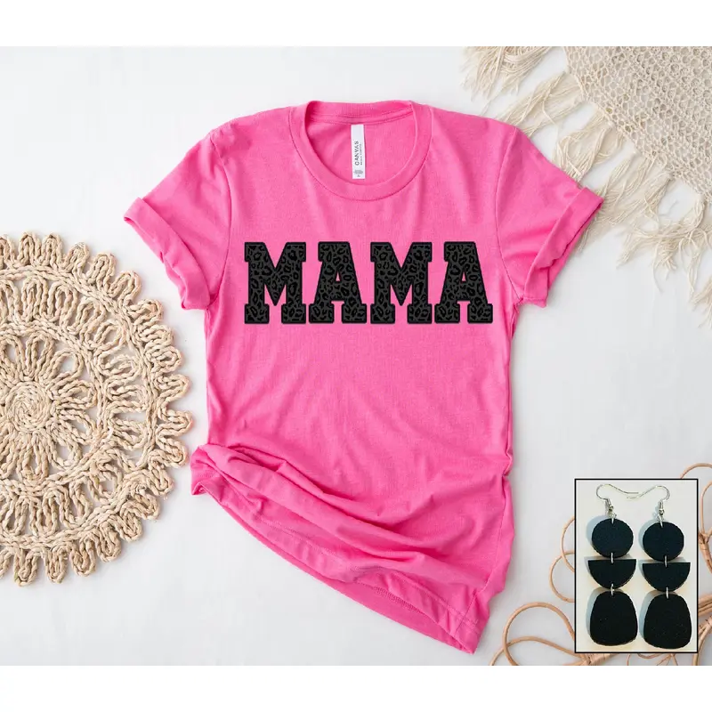 Mama- Black Leopard Print