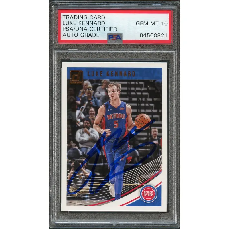 2018-19 Panini Donruss #120 Luke Kennard Signed Card AUTO 10 PSA Slabbed Pistons