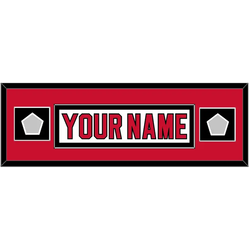 New Jersey Nameplate & 2 Stanley Cup Finals Patches - Home White (1992-2007) - Single Mat 4