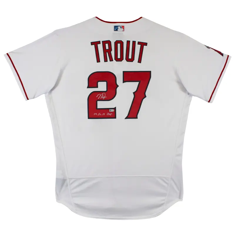 Angels Mike Trout 14, 16, 19 MVP Authentic Signed White Nike Jersey MLB #VS649499