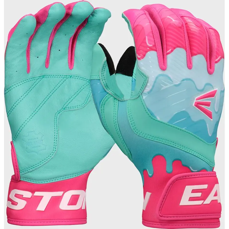 Easton Walk-Off Ethos Drip Baseball Batting Gloves - Mint/Pink