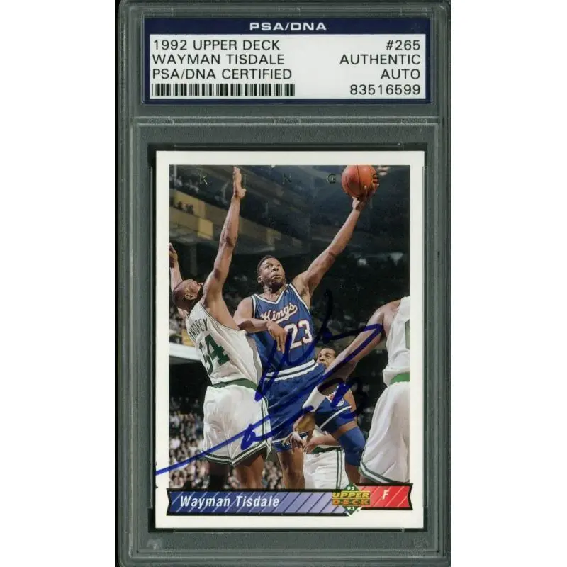 Kings Wayman Tisdale Signed Card 1992 Upper Deck #265 Signed In Blue PSA Slabbed