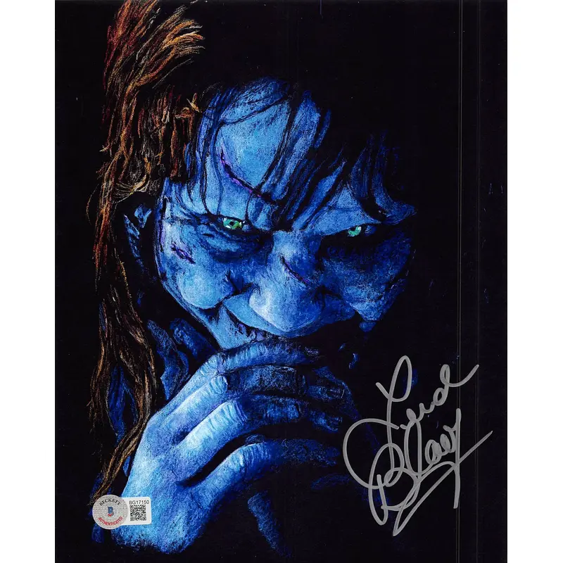 Linda Blair The Exorcist Authentic Signed 8x10 Vertical Blue Face Photo BAS