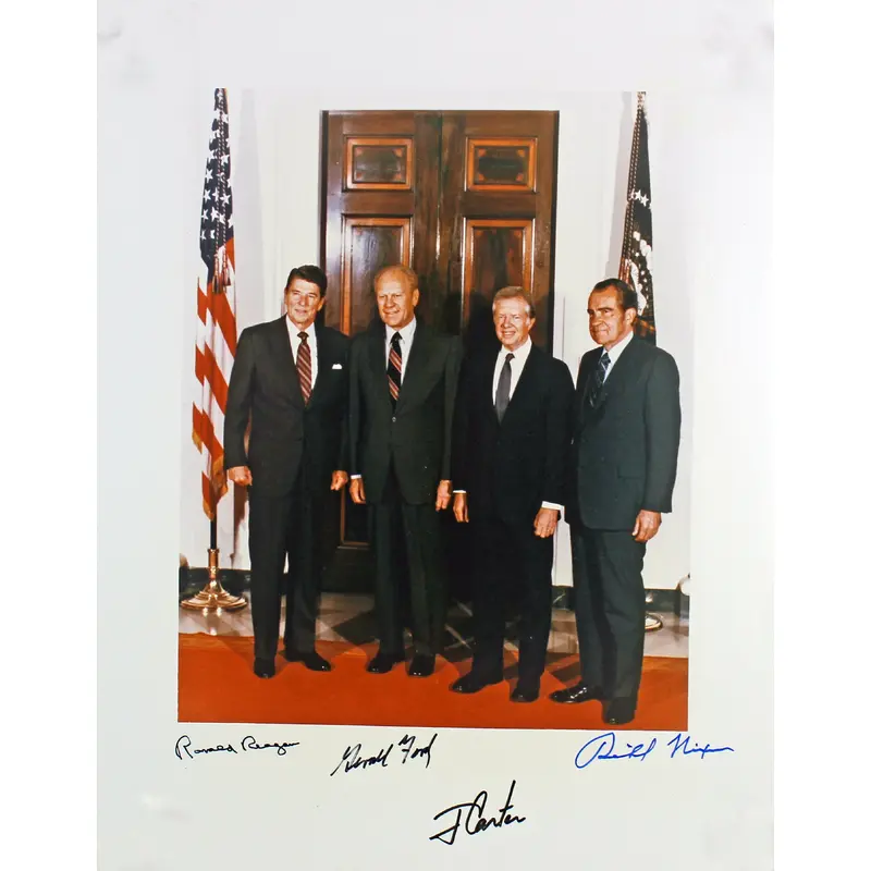Presidential (4) Reagan, Nixon, Ford & Carter Signed 11x14 Photo PSA #AH41085