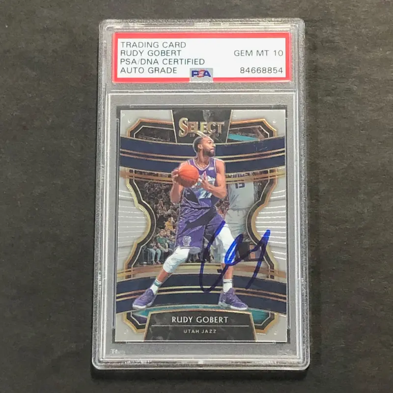 2019-20 Panini Select #41 Rudy Gobert Signed Card AUTO PSA Slabbed Jazz