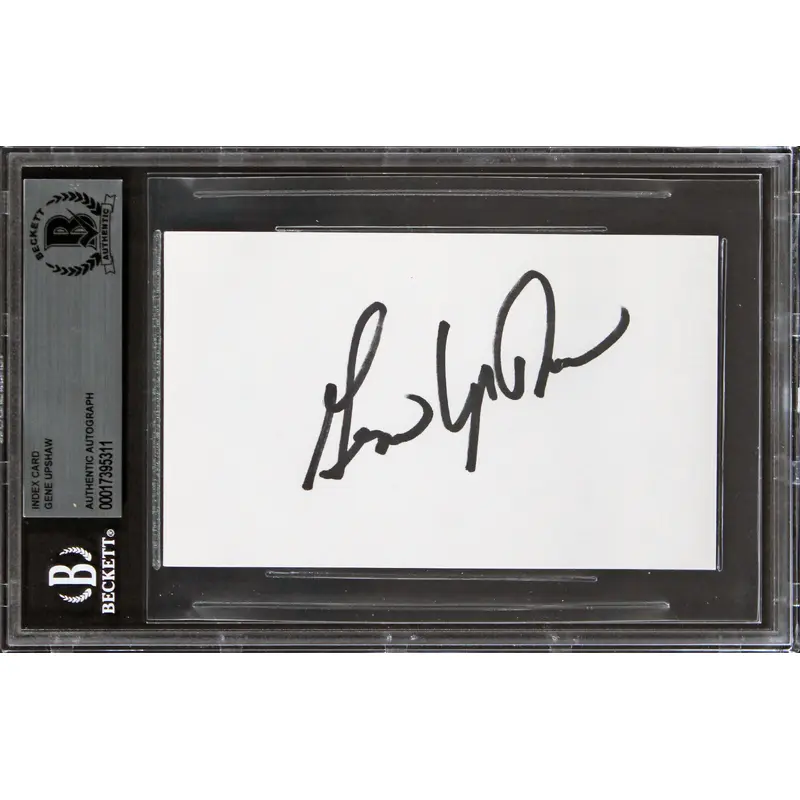 Raiders Gene Upshaw Authentic Signed 3x5 Index Card Autographed BAS Slabbed
