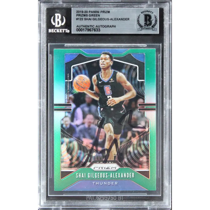 Thunder Shai Gilgeous-Alexander Signed 2019 Panini Prizm Grn #122 Card BAS Slab