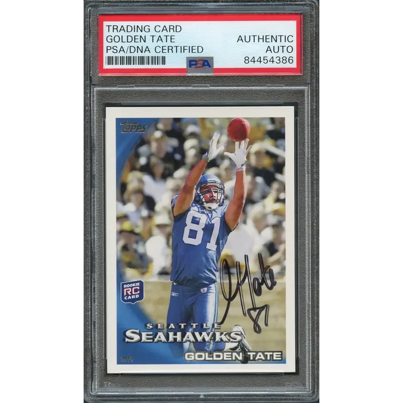 2010 TOPPS #398 GOLDEN TATE Signed Card PSA Slabbed RC Seahawks