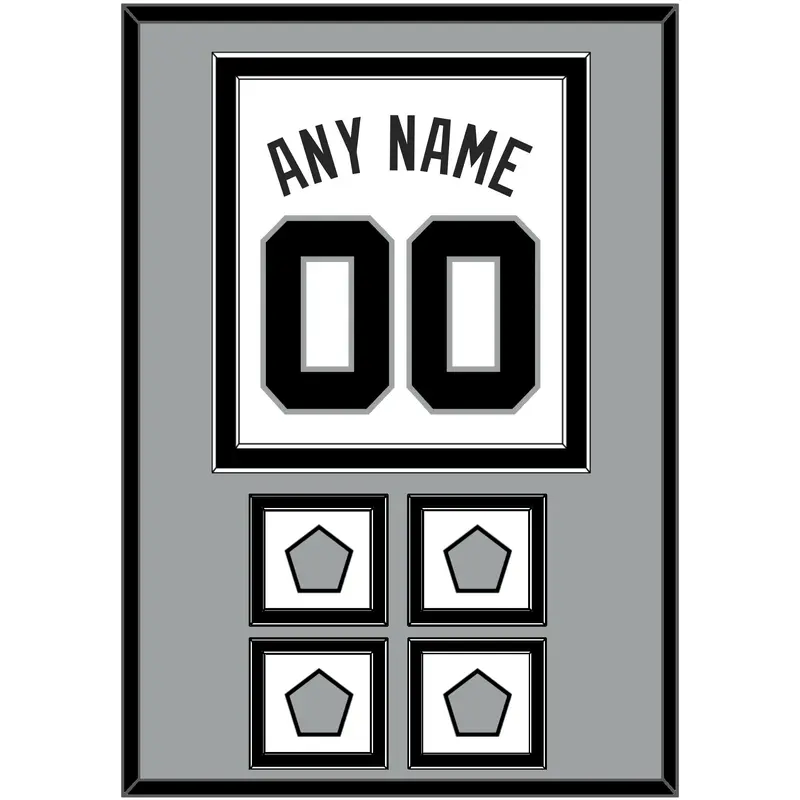 San Antonio Name & Numbers With 4 Finals Patches - Home White (1989-2002) - Double Mat 4