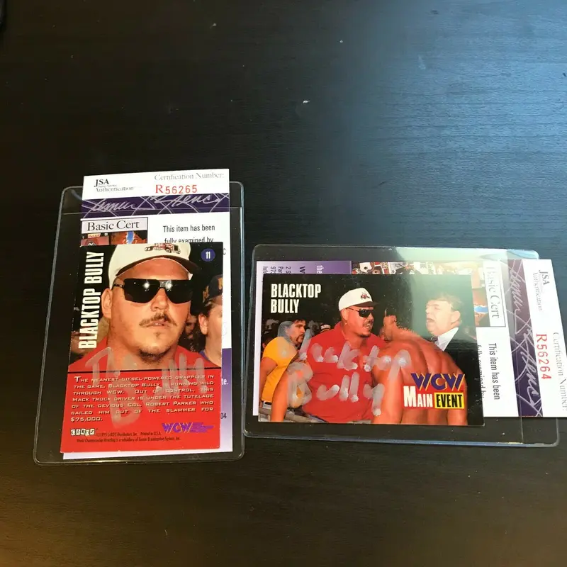 Lot Of (2) Blacktop Bully Signed Autographed Wrestling Cards JSA COA