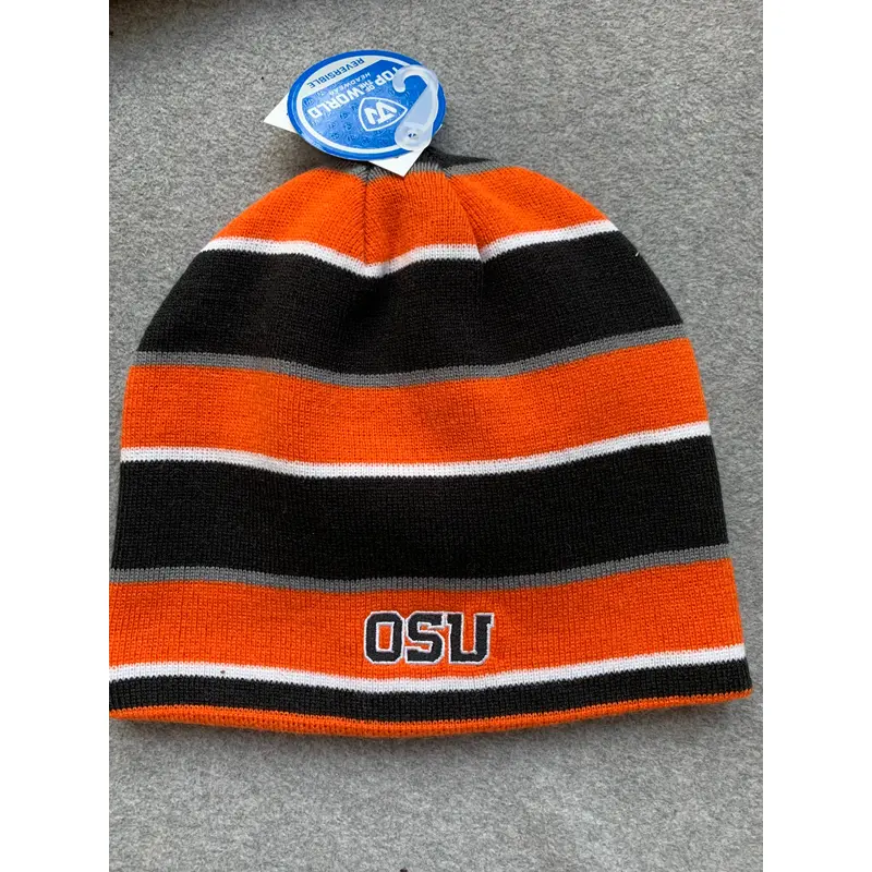 Orange & Black Oregon Beavers Striped Beanie