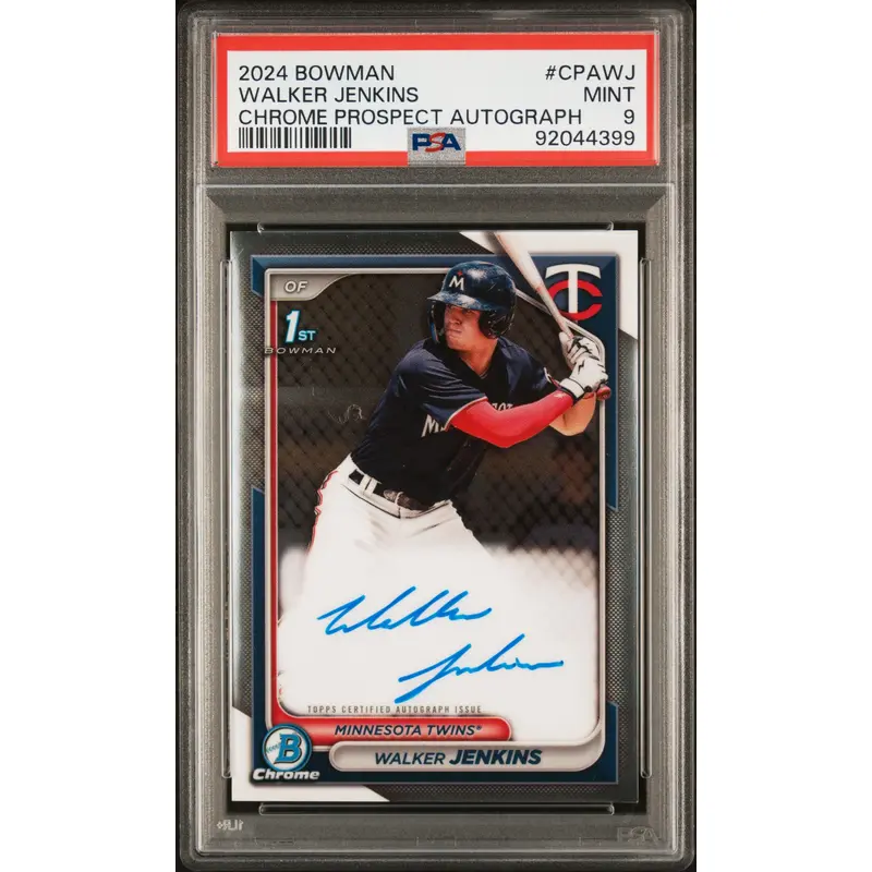 Walker Jenkins 2024 Bowman Chrome Prospect Auto PSA 9 Mint
