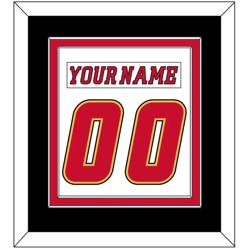 Calgary Nameplate & Number (Back) Combined - Road White (2007-2017) - Double Mat 3