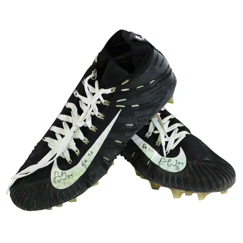 49ers Fred Warner "GU 22" Signed Game Worn Size 12 Nike Alpha Menace Cleats BAS