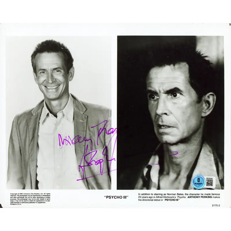 Anthony Perkins Psycho III Authentic Signed 8x10 Black & White Photo BAS#BS29246