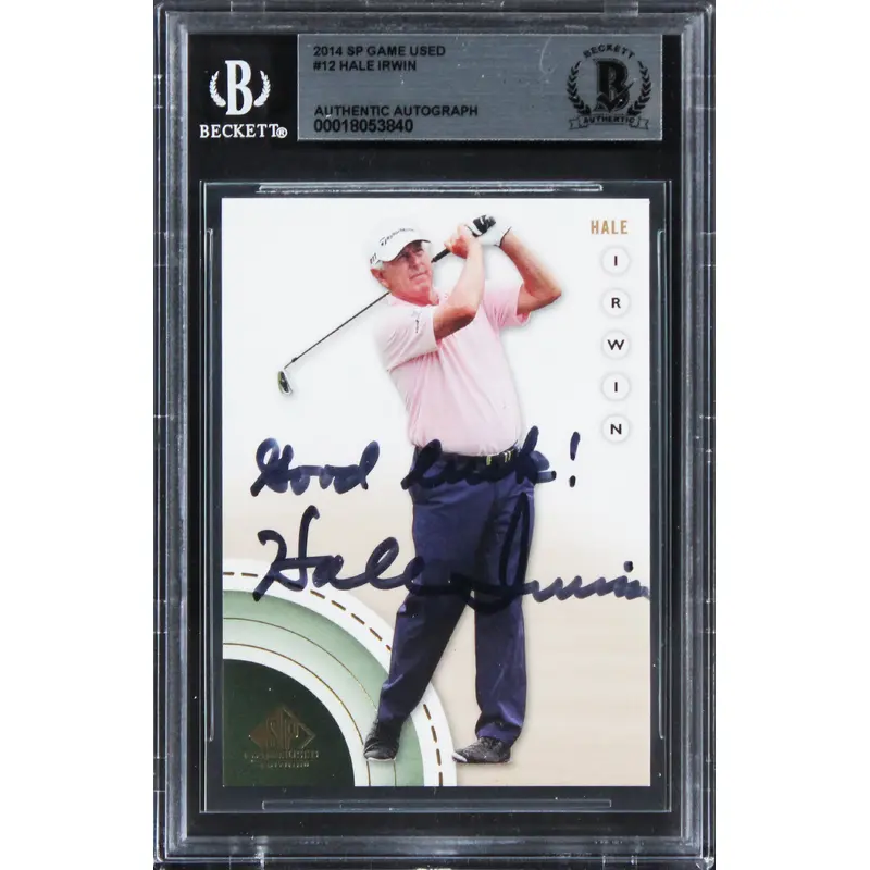 Hale Irwin "Good Luck!" Authentic Signed 2014 SP Game Used #12 Card BAS Slabbed