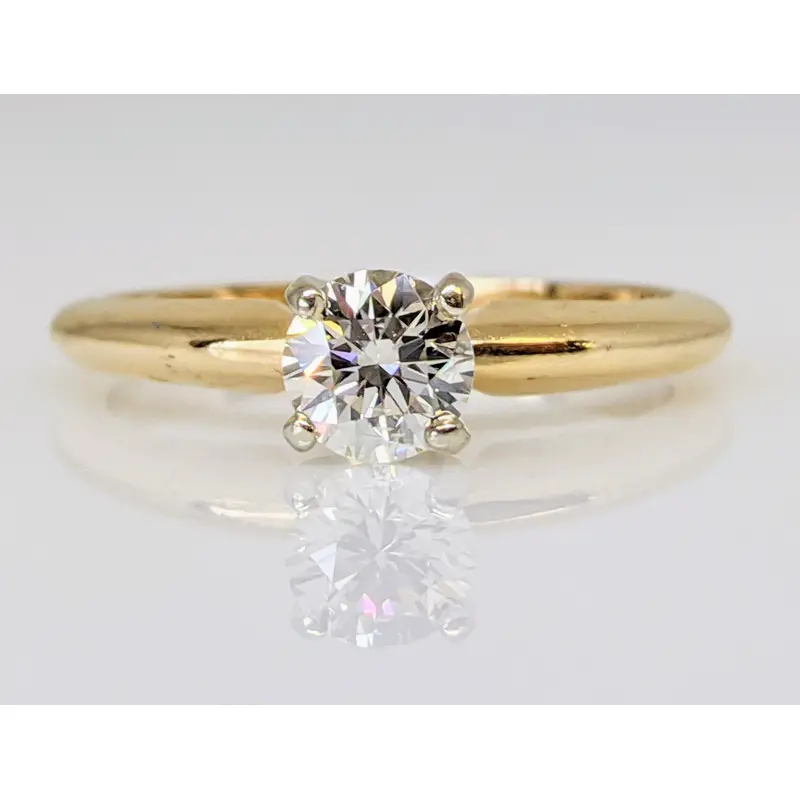14K .42 CARAT TOTAL SI2 M DIAMOND ROUND SOLITAIRE ESTATE RING 2.2 GRAMS