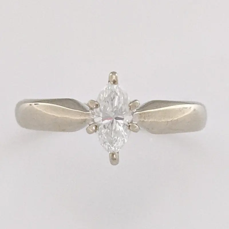 14K WHITE .33 CARAT TOTAL VS2 F DIAMOND MARQUISE ESTATE RING 3.0 GRAMS