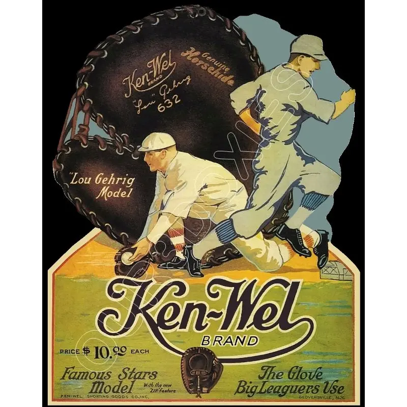 1930's Lou Gehrig Ken-Wel Glove Die Cut Store Counter Standup Sign - Yankees - 2106