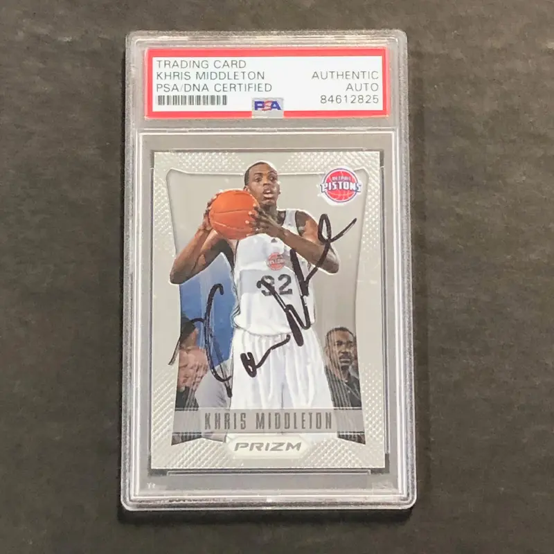 2012-13 Panini Prizm #285 Khris Middleton Signed Card AUTO PSA/DNA Slabbed Pistons