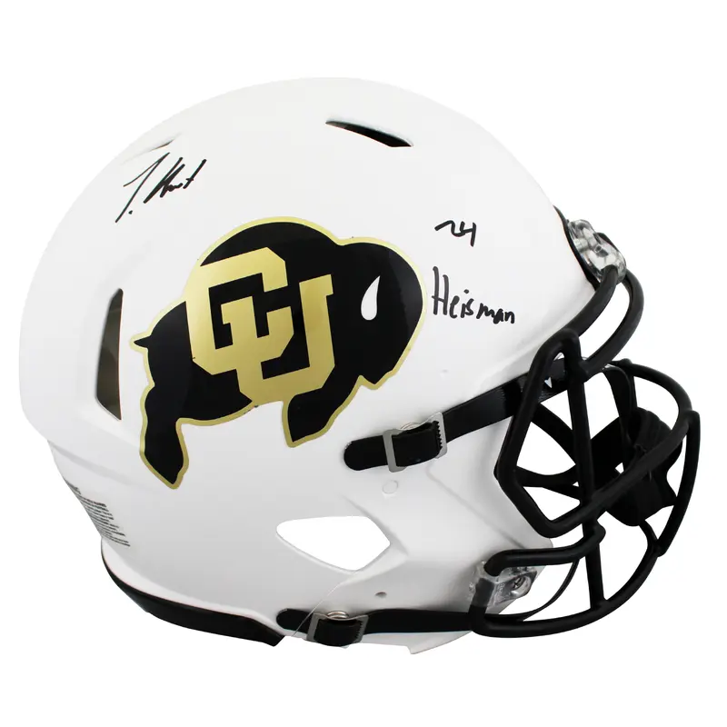 Colorado Travis Hunter "24 HT" Signed White Full Size Speed Proline Helmet BAS W